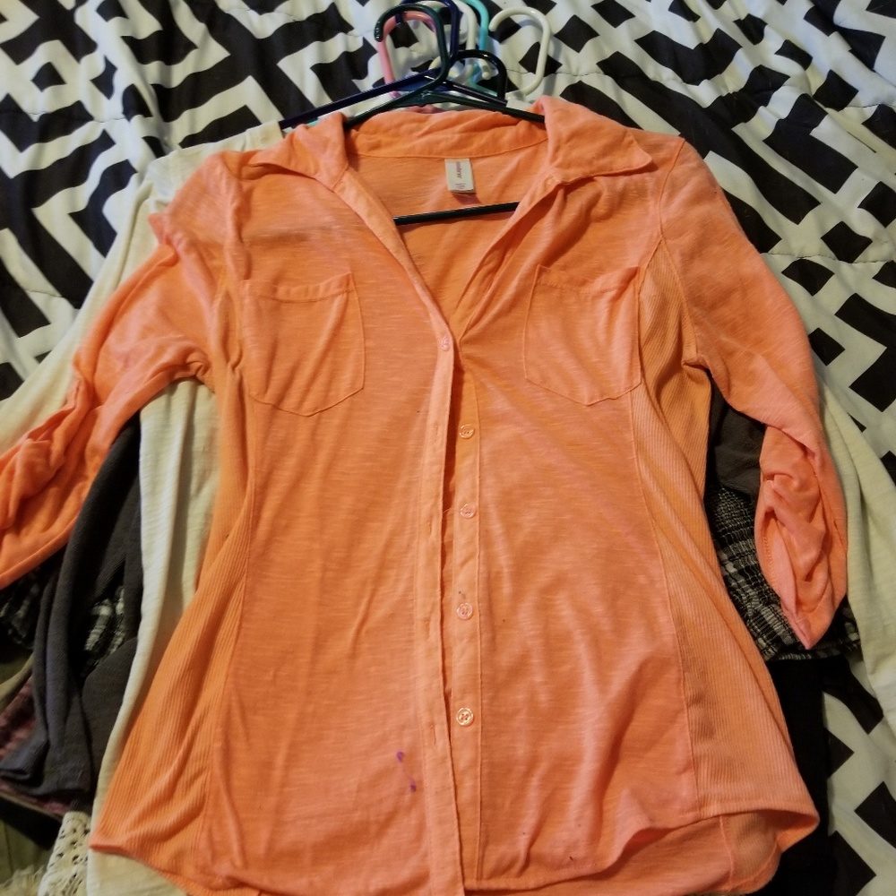 Bright Orange Button up